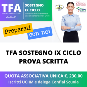 TFA SOSTEGNO IX CICLO - PREPARAZIONE ALLA PROVA SCRITTA