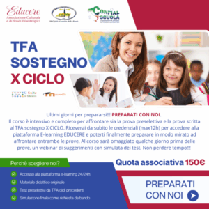 CORSO DI PREPARAZIONE AL TFA SOSTEGNO X CICLO
